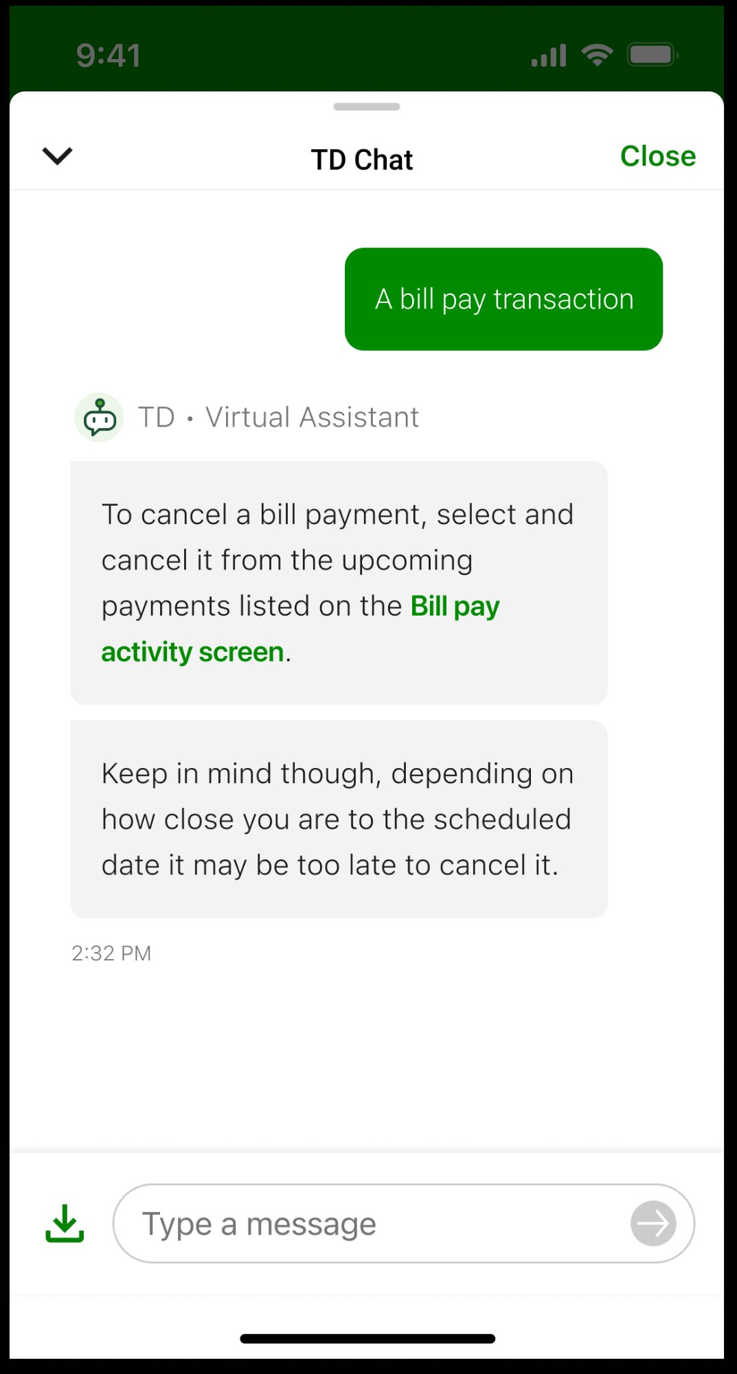 Updated cancel bill pay