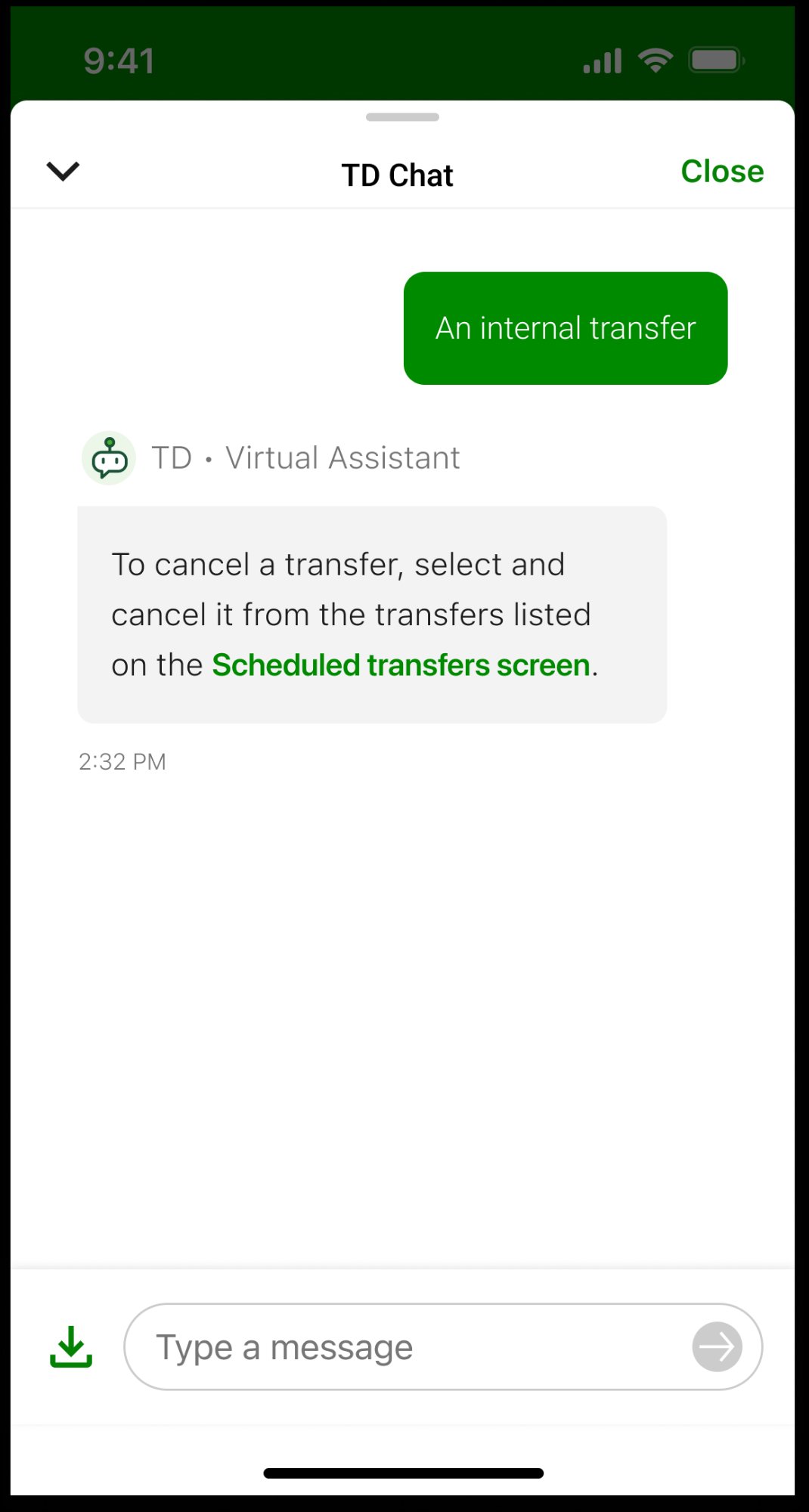Updated cancel internal transfer