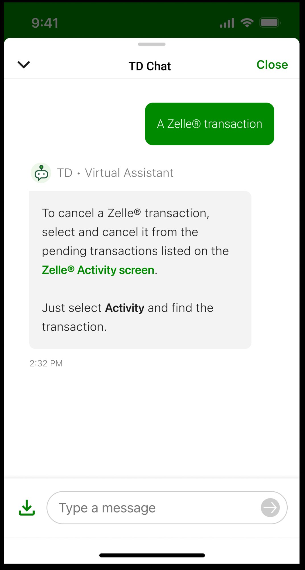 Updated cancel Zelle