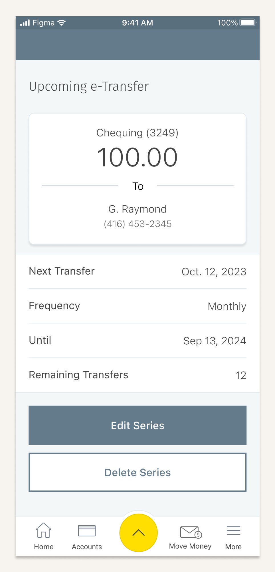 Final upcoming e-Transfer screen